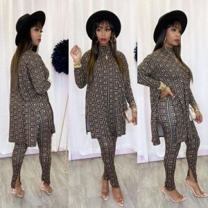 Replica Designer Replica Versace Design Fashion Women Long Sleeve T-Shirt Leggings Two Piece Set