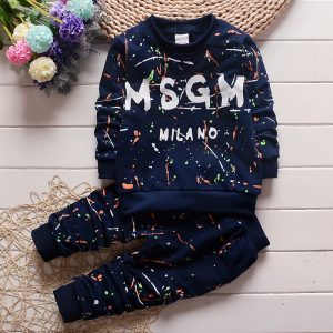 Replica Designer Spring And Autumn Children Clothing Letters Round Neck Sweatshirt Sweatpants Set