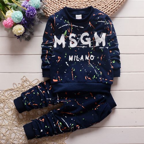 Replica Designer Spring And Autumn Children Clothing Letters Round Neck Sweatshirt Sweatpants Set