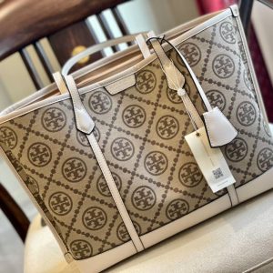 Replica Designer Tory Burch PERRY T MONOGRAM TRIPLE-COMPARTMENT TOTE