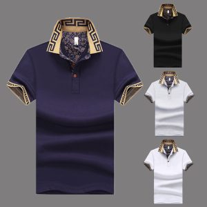 Replica Designer VERSACE Men Lapel Short Sleeve Breathable Casual Polo Shirt