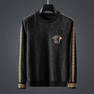 Replica Designer Versace Men Stylish Jacquard Embroidered Sweatshirt