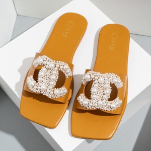 Replica Designer Women Casual Plus Size Imitation Pearl Slippers