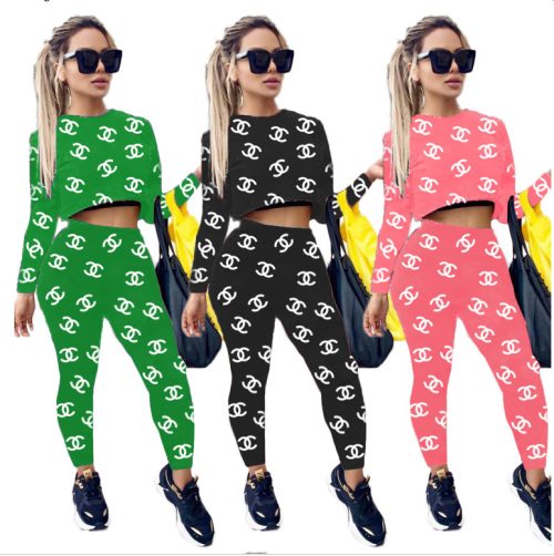 Replica Designer Women Fashion Casual Alphabet Print Two Piece Set