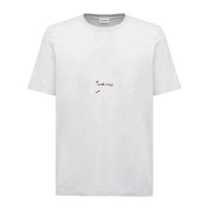 Replica Designer YSL Color Dot Small Letter Print Round Neck Short Sleeve Men And Women Couple T-Shirt