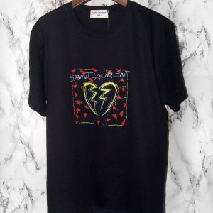 Replica Designer YSL Couple Broken Heart Broken Letter Color Block Printing Short-Sleeved T-Shirt