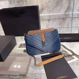 Replica Designer YSL Denim Checkered Envelope Bag