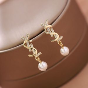 Replica Designer YSL Fashion All-Match Letter Design Golden Earrings