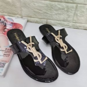 Replica Designer YSL Fashion Metal Letter Flip Flops
