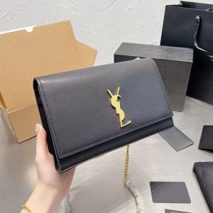 Replica Designer YSL Kate Medium Chain Bag In Grain De Poudre Embossed Leather
