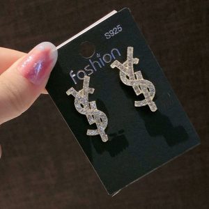 Replica Designer YSL Letter Imitation Diamond Super Flash Crystal Temperament Earrings
