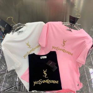 Replica Designer YSL Men And Women Casual Letter Print Short-Sleeved T-Shirt