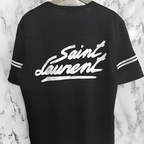 Replica Designer YSL Men Letter Printing Round Neck Loose Casual Short Sleeve T-Shirt