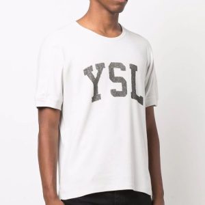 Replica Designer YSL Men Old Three-Letter Print Short-Sleeved T-Shirt