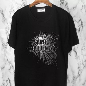 Replica Designer YSL Men Ray Print Short-Sleeve Solid Color T-Shirt