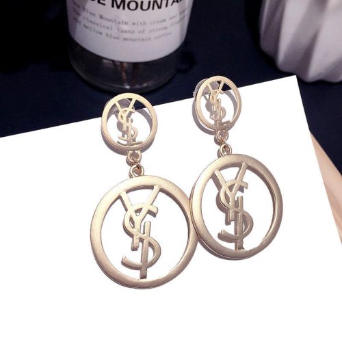 Replica Designer YSL Metal Hoop Letter Personalized Earrings