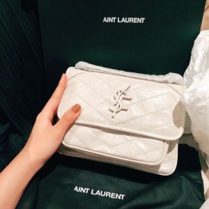 Replica Designer YSL Niki Baby Chain Bag In Crinkled Vintage Leather