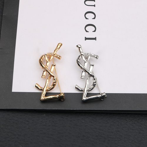 Replica Designer YSL Retro Fashion Letter Alloy Brooch