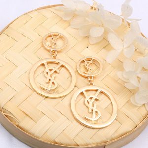 Replica Designer YSL Temperament Buckle Circle Letter Long Personality Earrings