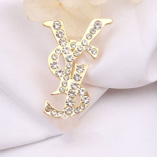 Replica Designer YSL Unisex Fashion Imitation Diamond Letter Brooch