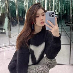 Replica Designer YSL Women Autumn Rabbit Pattern Simple Sweater