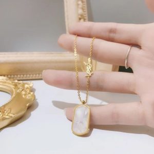 Replica Designer YSL Women Fashion Collarbone Chain Simple Letter Necklace