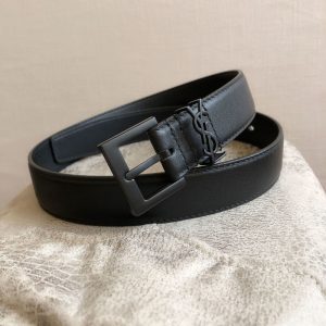 Replica Designer YSL Women Fashion Copper Buckle Cowhide Belt