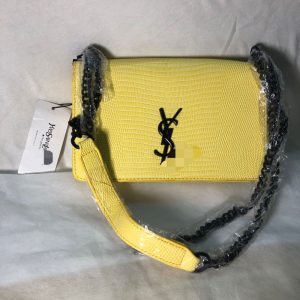 Replica Designer YSL Women Fashion Crocodile Pattern Yellow Chain Bag