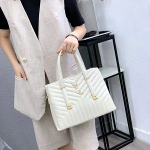 Replica Designer YSL Women Fashion Embroidery Stripe Large-Capacity Messenger Bag