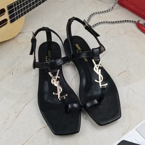 Replica Designer YSL Women Fashion Letter Buckle Decorative Buckle Bronze Gold Sandal