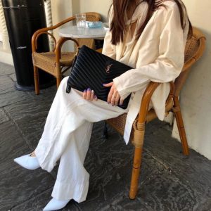 Replica Designer YSL Women Fashion Lychee Pattern Casual Business Clutch Bag
