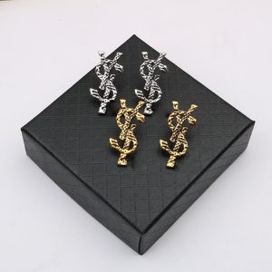 Replica Designer YSL Women Fashion Metal Letters Personality Earrings