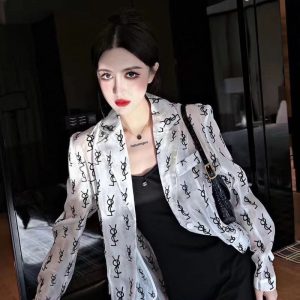 Replica Designer YSL Women Flocking Letter Lapel Suit
