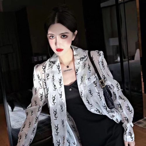 Replica Designer YSL Women Flocking Letter Lapel Suit