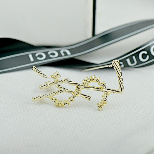 Replica Designer YSL Women Letter Design Simple Clothing Zircon Brooch