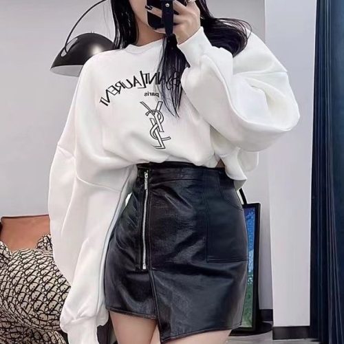Replica Designer YSL Women Letter Embroidery Long-Sleeved Short Sweater