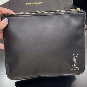 Replica Designer YSL Women Matte Double Zipper Cosmetic Bag