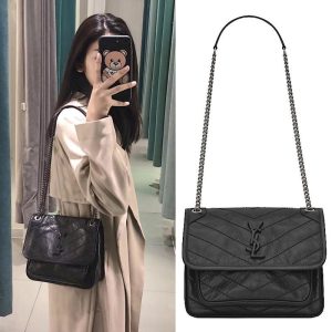 Replica Designer YSL Women Plaid Letters Pattern Hobo Bag
