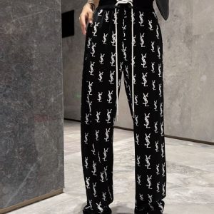 Replica Designer YSL Women Print Decorative Casual All-Match Trousers