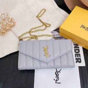 Replica Designer YSL Women Retro High End Solid Color Lingge Chain One Shoulder Bag
