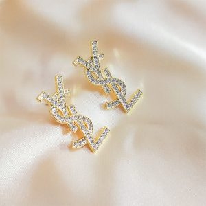 Replica Designer YSL Women Rhinestone Letter Earrings