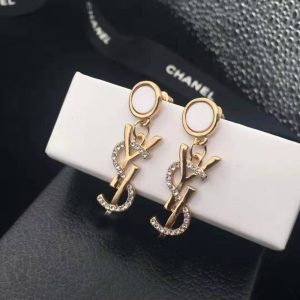 Replica Designer YSL Women Simple Imitation Diamond Letter Earrings