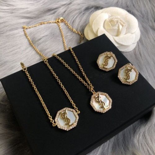 Replica Designer YSL Women Temperament Simple Style Letter Necklace Bracelet Earrings