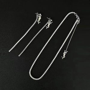 Replica Designer YSL Women Temperament Titanium Steel Necklace And Tassel Earring