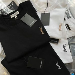 Replica Designer YSL Women'S Casual Embroidered Crew Neck T-Shirt