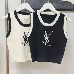 Replica Designer YSL Women'S Fashion Colorblock Knit Tank Top