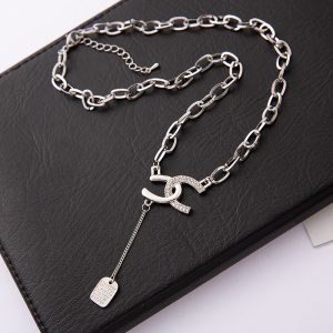Replica Designer er Chanel Unisex Fashion Double C Titanium Steel Pearl Necklace