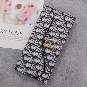 Replica Designer er Dior Women Buckle Wallet Long PU Leather Wallet