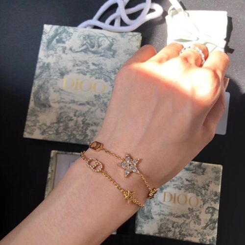 Replica Designer er Dior Women Gold CD Letters Fashion rhinestones Bracelet