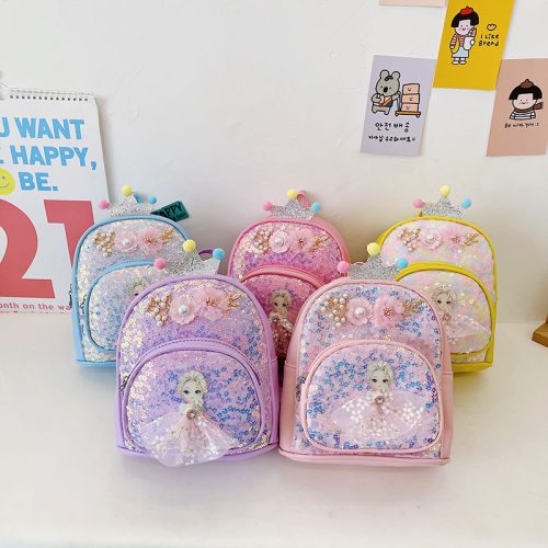 Replica Designer er Disney Frozen Kids Little Girl Cute Princess Sequin School Bag Backpack